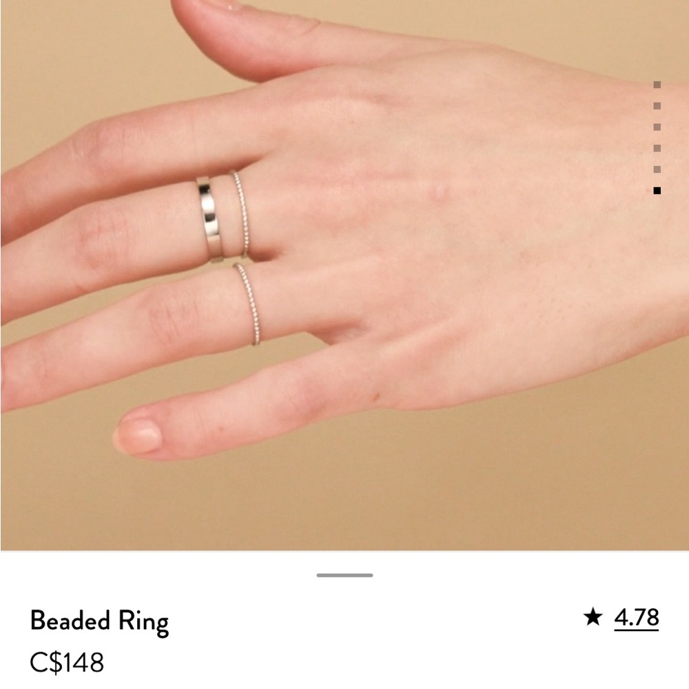 Mejuri - White gold beaded ring - Size 4